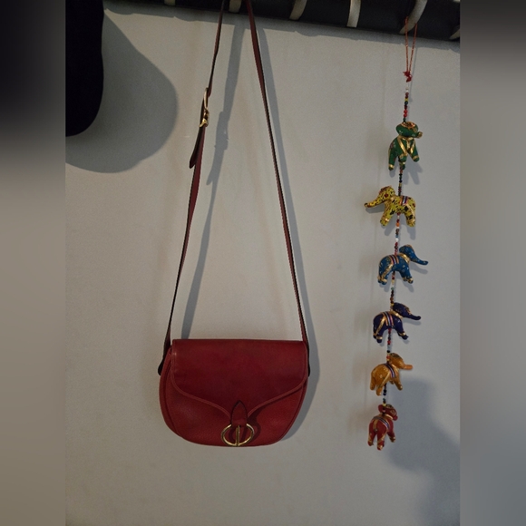 Dior Red and Gold Crossbody Bag with Grained Leather & Dior Earrings. - Picture 13 of 16